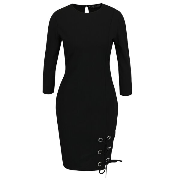 Rochie neagra cu siret pe lateral Dorothy Perkins