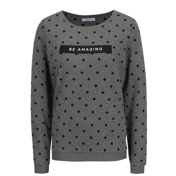 Bluza gri melanj cu buline si print - Haily´s Marie