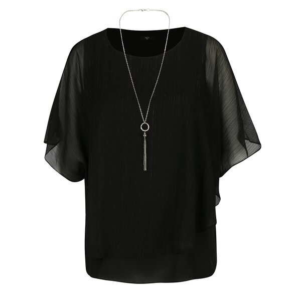 Bluza neagra cu fir metalic si colier M&Co