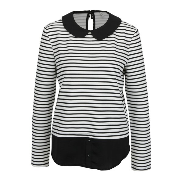 Bluza neagra in dungi cu terminatie de camasa ONLY Carmella