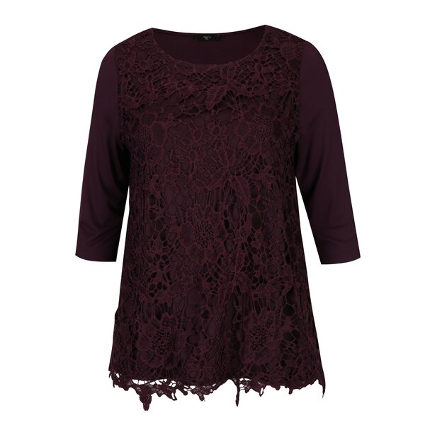 Bluza mov cu dantela si maneci 3/4 M&Co Plus