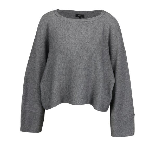 Pulover oversized gri cu maneci liliac ONLY Livency