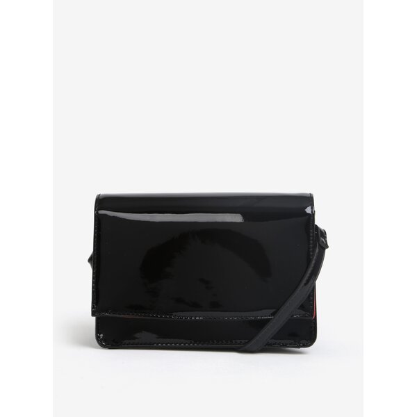 Geanta crossbody neagra cu aspect lacuit M&Co