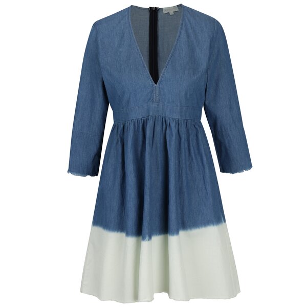 Rochie din denim albastra cu maneci 3/4 Apricot