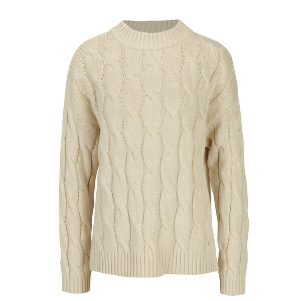 Pulover bej cu model impletit si maneci raglan Apricot