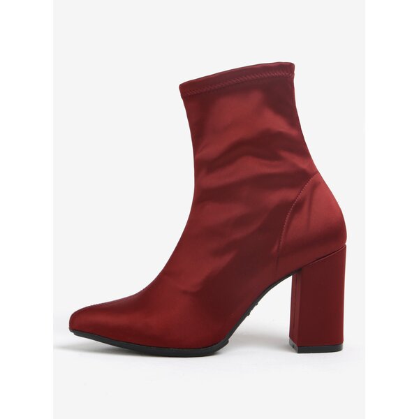 Botine bordo cu toc patrat si varf ascutit - OJJU