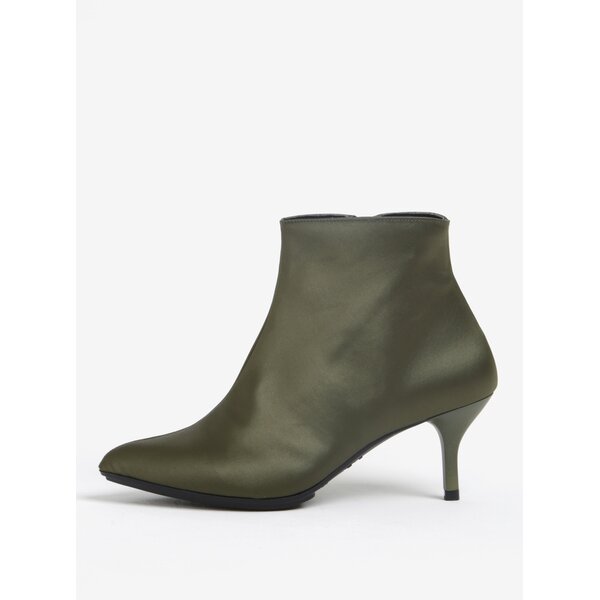 Botine kaki cu toc si varf ascutit - OJJU