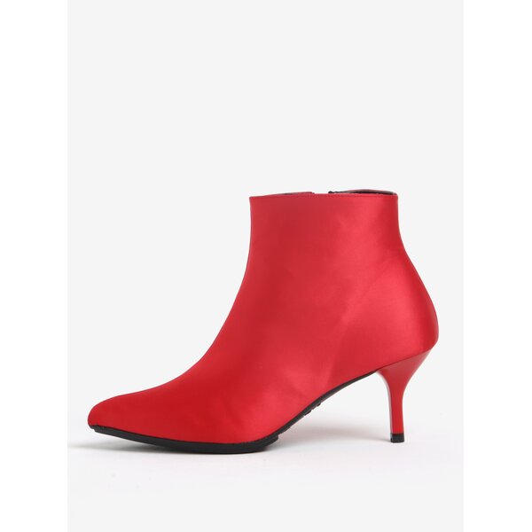 Botine rosii cu toc si varf ascutit - OJJU