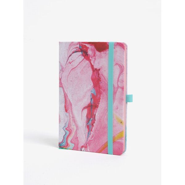 Carnet A5 cu pagini punctate si print abstract - Mustard
