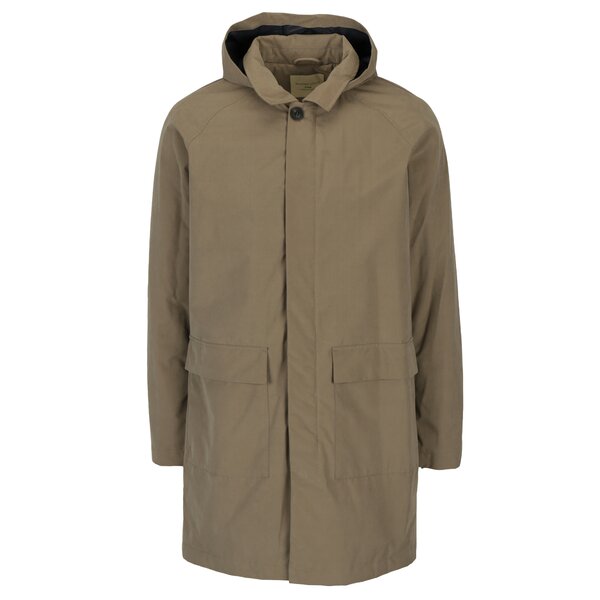 Geaca lunga maro cu guler si gluga - Selected Homme Victor