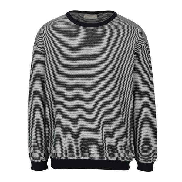 Pulover tricotat bleumarin cu dungi albe - Jack & Jones Nash