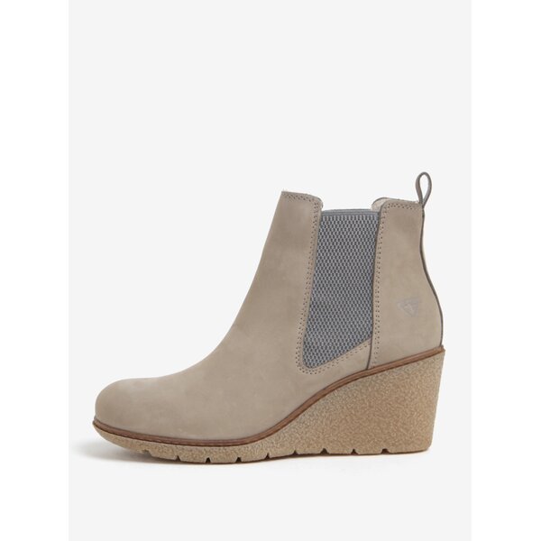 Botine Chesea bej cu platforma si interior imblanit - Tamaris