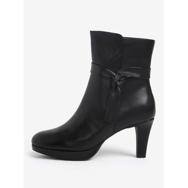 Botine negre din piele naturala cu platforma si toc - Tamaris