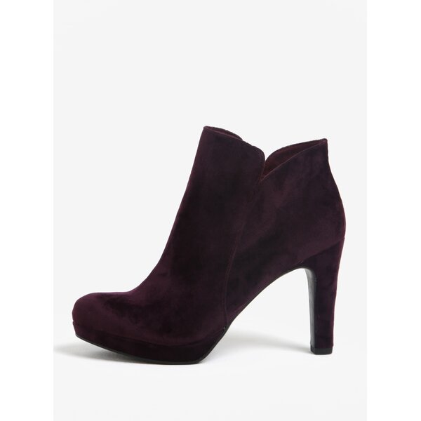 Botine din catifea cu toc inalt si platforma mov inchis - Tamaris