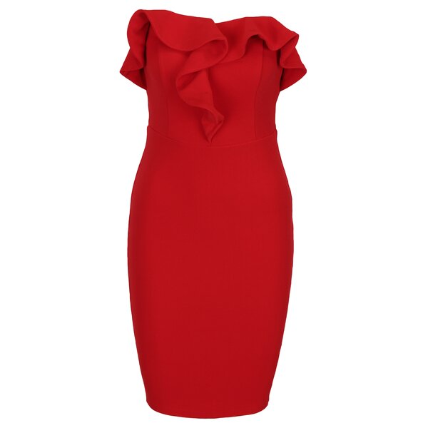 Rochie conica rosie cu volane AX Paris