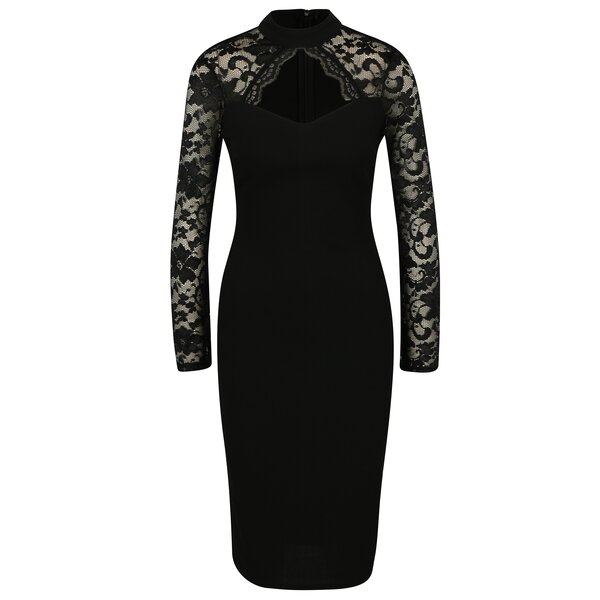 Rochie neagra cu dantela si decupaj la decolteu AX Paris