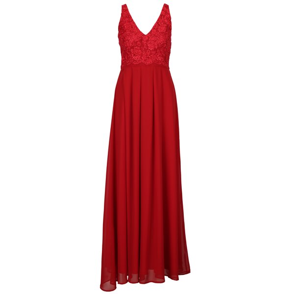 Rochie maxi rosie cu top din dantela AX Paris