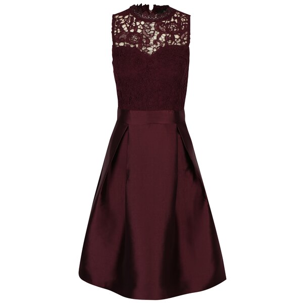 Rochie bordo cu dantela si aspect satinat AX Paris