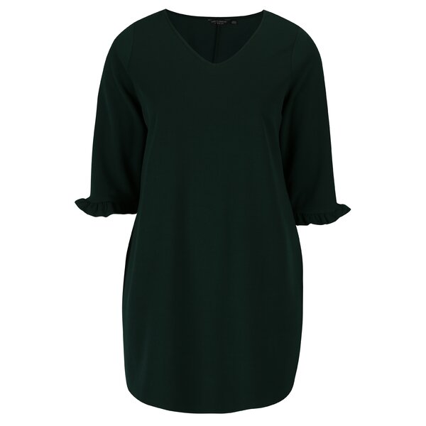 Rochie verde cu maneci 3/4 si volane - Dorothy Perkins Curve