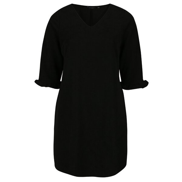 Rochie neagra cu maneci 3/4 si volane - Dorothy Perkins Curve
