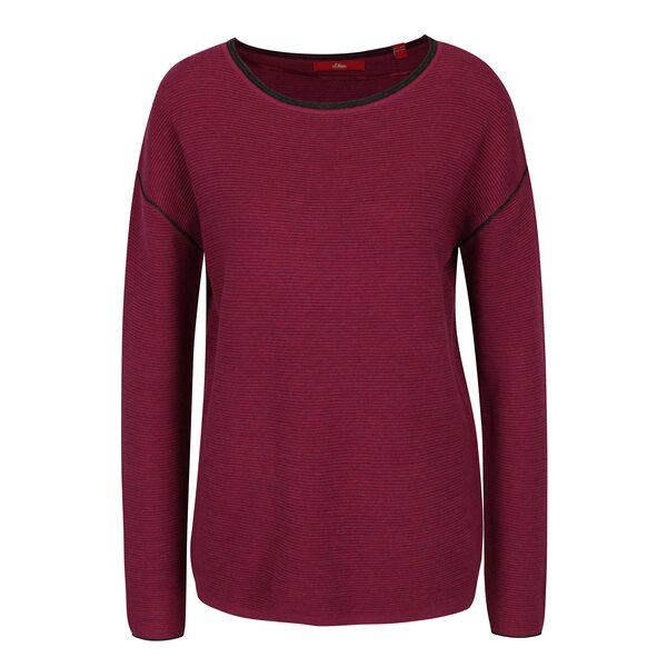 Pulover mov cu maneci raglan si dungi in relief pentru femei s.Oliver