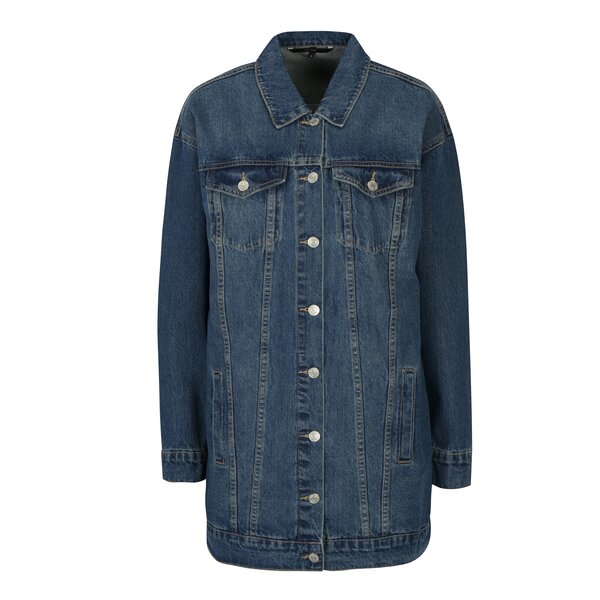 Jacheta lunga albastra din denim - VERO MODA Online