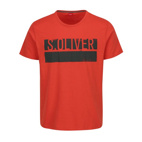 Tricou regular fit rosu cu print logos.Oliver