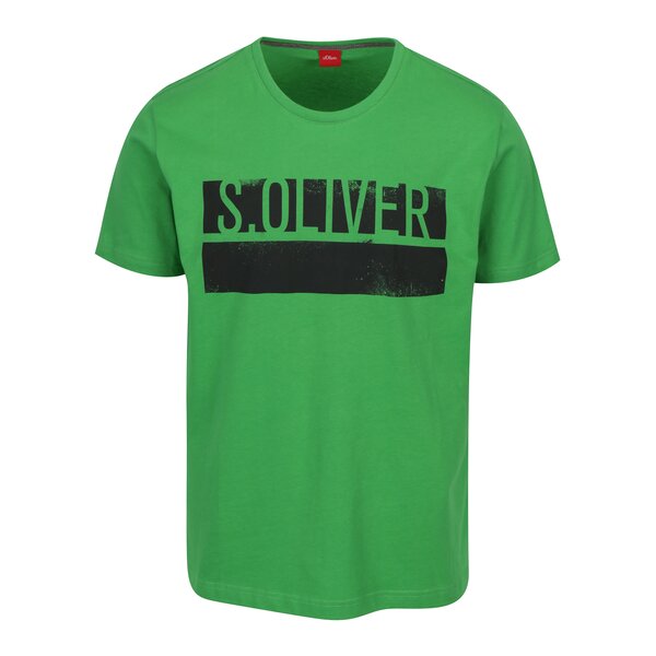 Tricou regular fit verde cu print logo pentru barbati s.Oliver