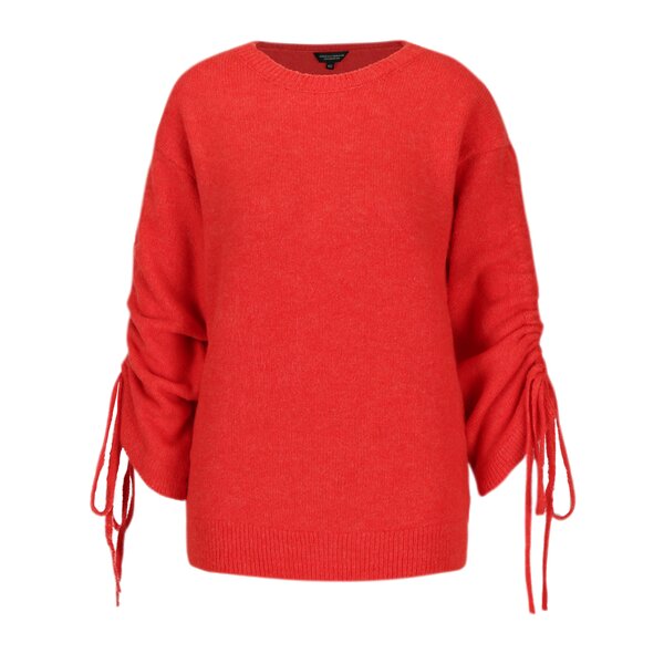 Pulover rosu cu maneci drapate Dorothy Perkins