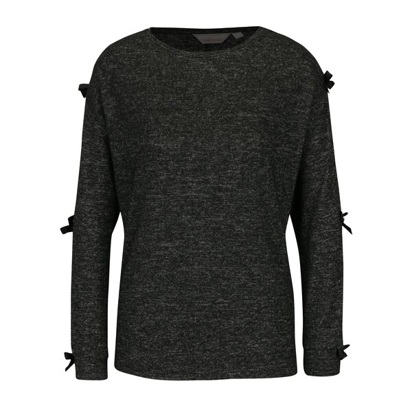 Pulover gri melanj cu decupaje si funde Dorothy Perkins Petite