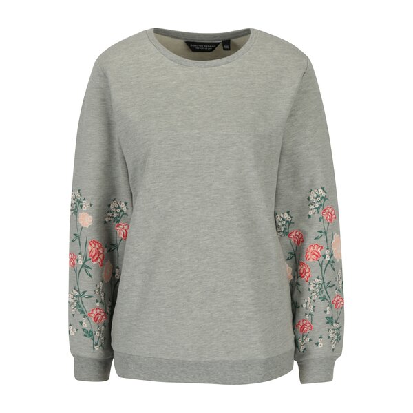 Bluza gri melanj cu print floral pe maneci Dorothy Perkins