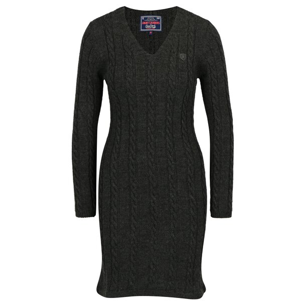 Rochie pulover gri inchis cu model in relief Jimmy Sanders