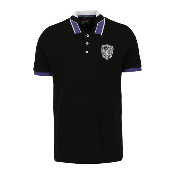 Tricou polo negru cu logo brodat