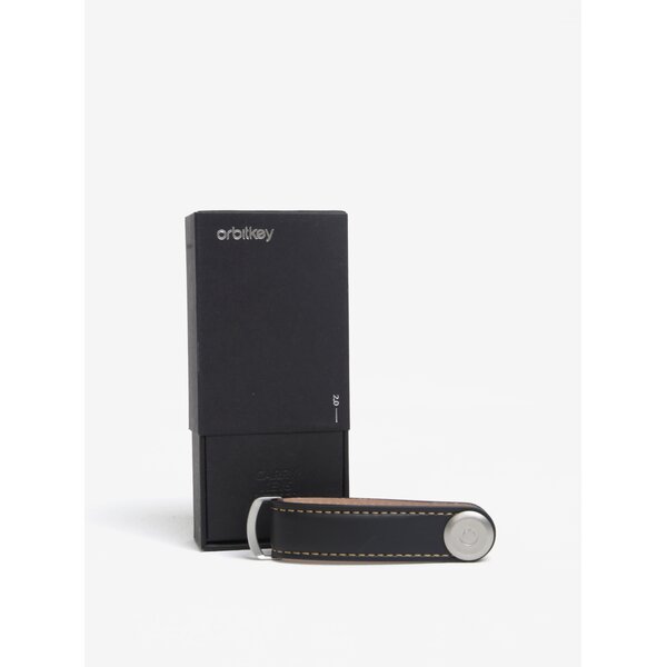 Breloc negru din piele pentru barbati - Orbitkey 2.0