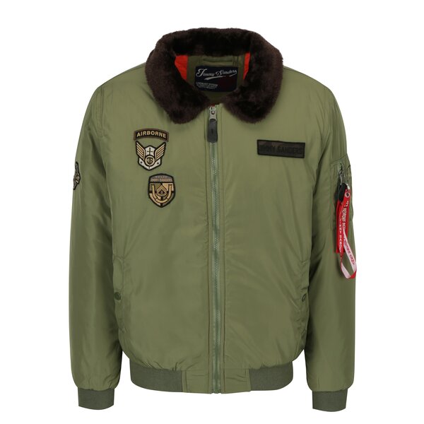 Geaca aviator kaki cu guler din blana si aplicatii decorative - Jimmy Sanders