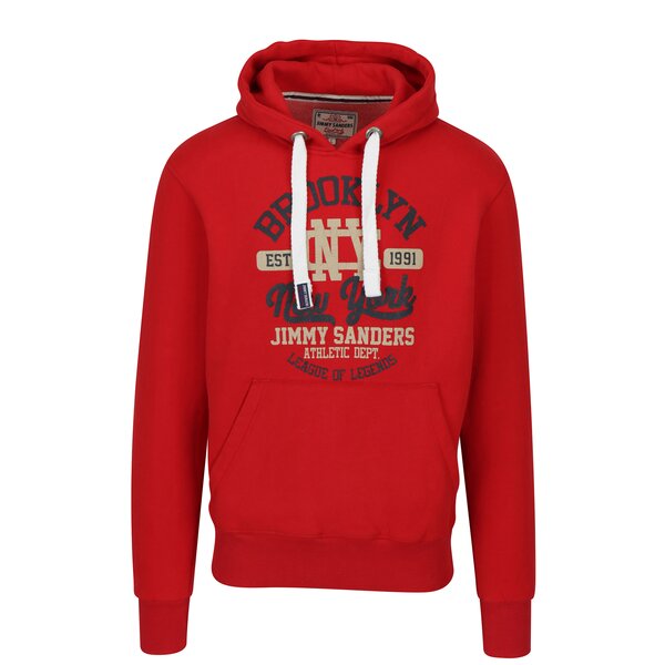 Hanorac rosu cu print text pentru barbati Jimmy Sanders