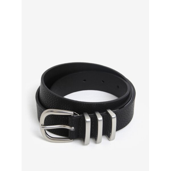 Curea neagra cu catarama argintie - Pieces Lea