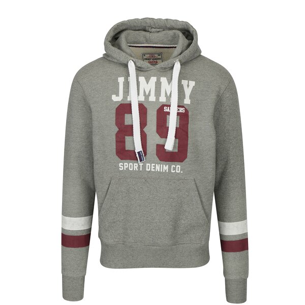 Hanorac gri cu print text pentru barbati Jimmy Sanders