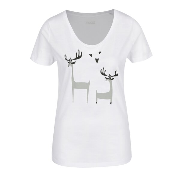 Tricou alb pentru femei - ZOOT Original Cerbi