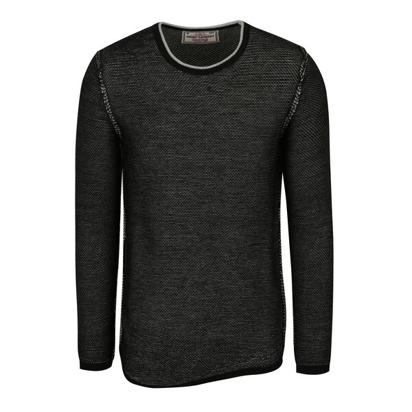 Pulover asimetric negru cu cusaturi in relief pentru barbati Jimmy Sanders