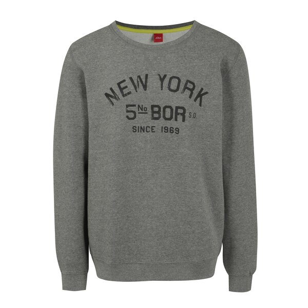 Bluza sport gri melanj cu print pentru barbati - s.Oliver