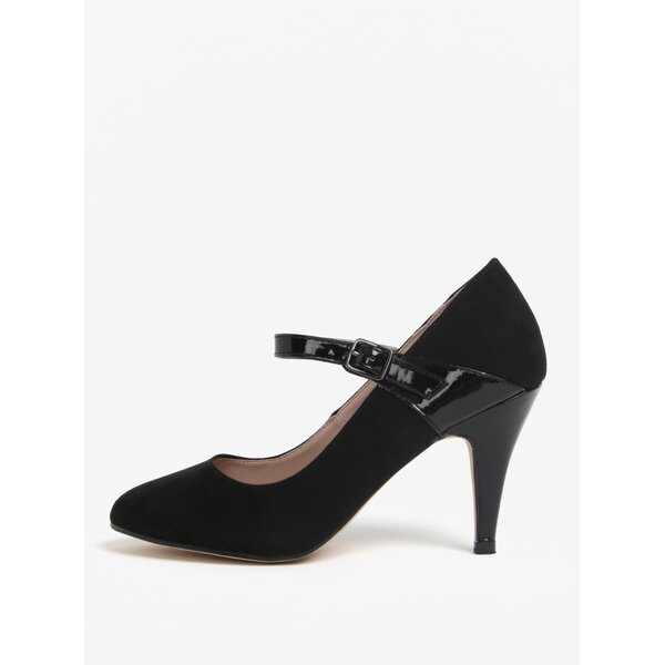 Pantofi negri cu toc si aspect de piele intoarsa - Dorothy Perkins