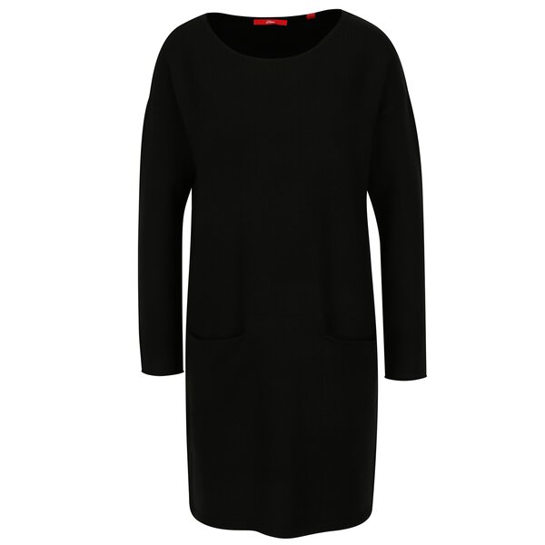 Rochie - pulover neagra cu buzunare - s.Oliver