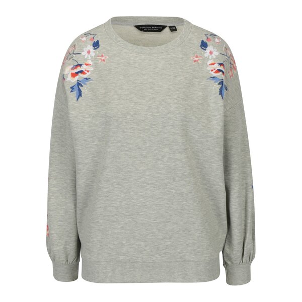 Bluza gri cu broderie florala Dorothy Perkins