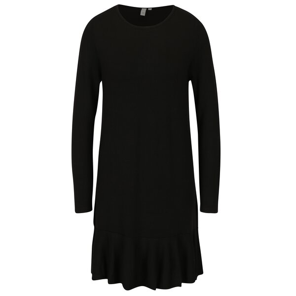Rochie - pulover neagra cu volane - QS by s.Oliver