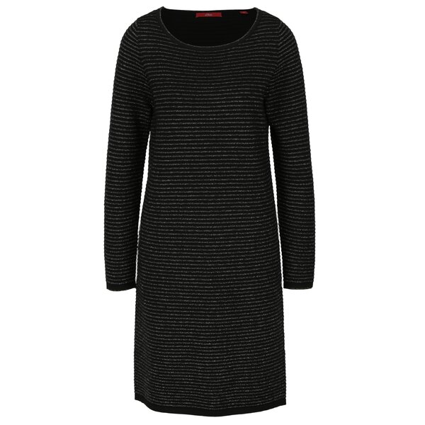 Rochie - pulover neagra cu aspect stralucitor - s.Oliver
