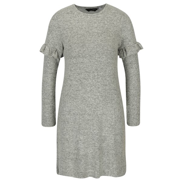 Rochie gri melanj cu volane la maneci - Dorothy Perkins