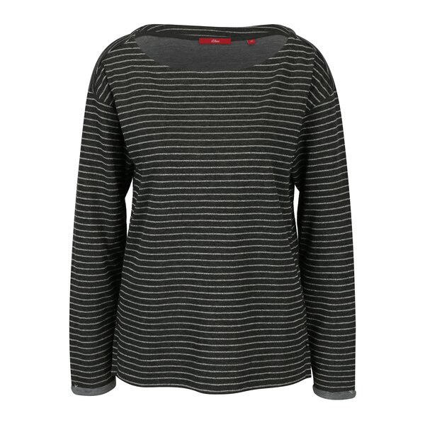 Bluza gri inchis cu decolteu si dungi pentru femei - s.Oliver