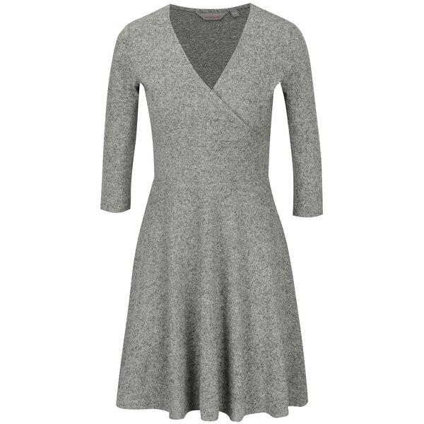 Rochie pulover gri melanj cu maneci 3/4 Dorothy Perkins Petite