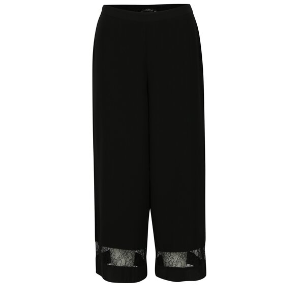 Pantaloni culotte negri cu detalii din dantela - Dorothy Perkins